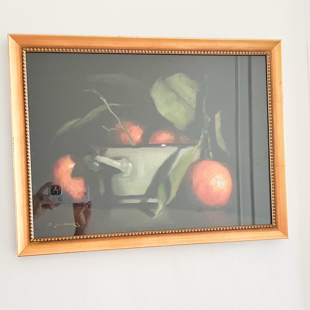 Gold Framed Painting French Country Still Life Size: 19.25"w x 15.25"h Glass